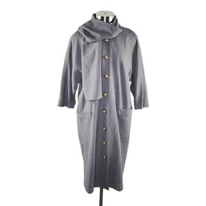 Liz Claiborne Ponte Knit Cropped Sleeve Button-Up Long Jacket Womens Size L Gray